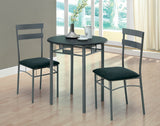 L&S Basics 10523 Dining Set - 3Pcs Set / Black / Silver Metal