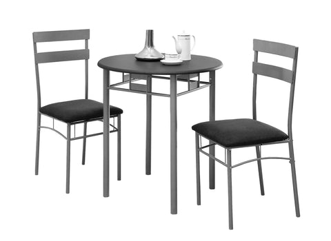 L&S Basics 10523 Dining Set - 3Pcs Set / Black / Silver Metal