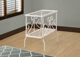 L&S Basics 10531 Accent Table - White Metal With Tempered Glass