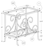 L&S Basics 10531 Accent Table - White Metal With Tempered Glass