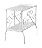 L&S Basics 10531 Accent Table - White Metal With Tempered Glass
