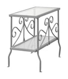 L&S Basics 10532 Accent Table - Silver Metal With Tempered Glass