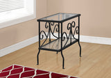 L&S Basics 10533 Accent Table - Black Metal With Tempered Glass