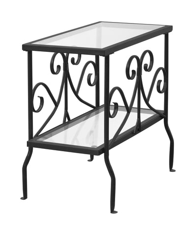 L&S Basics 10533 Accent Table - Black Metal With Tempered Glass