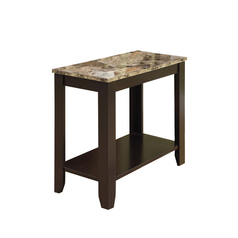 L&S Basics 10539 Accent Table - Cappuccino / Marble Top