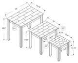 L&S Basics 10549 Nesting Table - 3Pcs Set / Black / Grey Marble Top