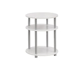 L&S Basics 10551 Accent Table - 19"Dia / White With Silver Accent