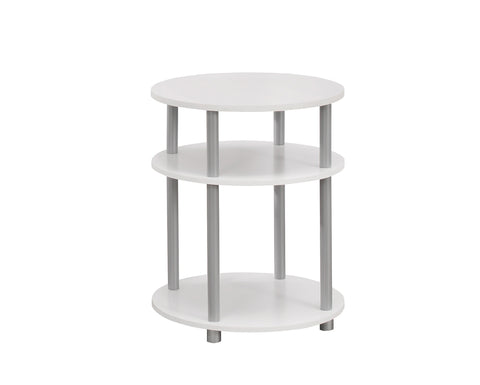 L&S Basics 10551 Accent Table - 19"Dia / White With Silver Accent