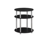 L&S Basics 10552 Accent Table - 19"Dia / Black With Silver Accent