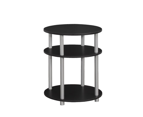 L&S Basics 10552 Accent Table - 19"Dia / Black With Silver Accent