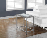 L&S Basics 10561 Accent Table - Grey / Blue Tile Top / Hammered Silver