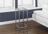 L&S Basics 10563 Accent Table - Grey / Blue Tile Top / Hammered Silver