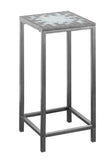 L&S Basics 10563 Accent Table - Grey / Blue Tile Top / Hammered Silver
