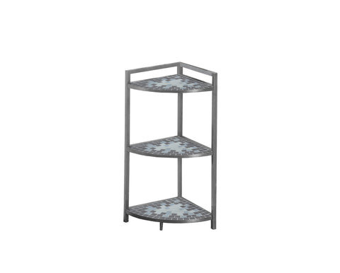 L&S Basics 10564 Bookcase - 30"H / Grey / Blue Tile Top/ Hammered Silver