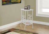 L&S Basics 10566 Accent Table - 30"H / White Metal With Tempered Glass