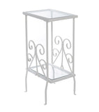 L&S Basics 10566 Accent Table - 30"H / White Metal With Tempered Glass