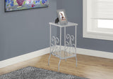 L&S Basics 10567 Accent Table - 30"H / Silver Metal With Tempered Glass