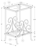 L&S Basics 10567 Accent Table - 30"H / Silver Metal With Tempered Glass