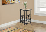L&S Basics 10568 Accent Table - 30"H / Black Metal With Tempered Glass
