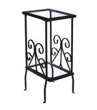 L&S Basics 10568 Accent Table - 30"H / Black Metal With Tempered Glass