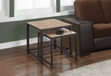 L&S Basics 10570 Nesting Table - 2Pcs Set / Terracotta Tile Top / Brown