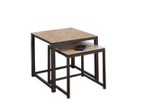 L&S Basics 10570 Nesting Table - 2Pcs Set / Terracotta Tile Top / Brown
