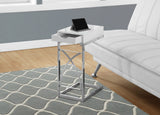 L&S Basics 10575 Accent Table - Chrome Metal / Glossy White With A Drawer