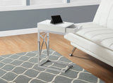 L&S Basics 10575 Accent Table - Chrome Metal / Glossy White With A Drawer