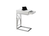 L&S Basics 10575 Accent Table - Chrome Metal / Glossy White With A Drawer
