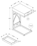 L&S Basics 10576 Accent Table - Chrome Metal / Glossy Grey With A Drawer