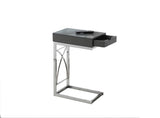 L&S Basics 10576 Accent Table - Chrome Metal / Glossy Grey With A Drawer