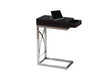 L&S Basics 10577 Accent Table - Chrome Metal / Cappuccino With A Drawer