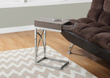 L&S Basics 10578 Accent Table - Chrome Metal / Dark Taupe With A Drawer