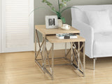 L&S Basics 10589 Nesting Table - 2Pcs Set / Natural With Chrome Metal