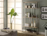 L&S Basics 10591 Bookcase - 72"H / Natural With Chrome Metal