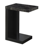 L&S Basics 10592 Accent Table - Black / Grey Marble-Look Top