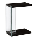 L&S Basics 10595 Accent Table - Cappuccino With Tempered Glass