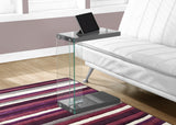 L&S Basics 10597 Accent Table - Glossy Grey With Tempered Glass