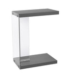 L&S Basics 10597 Accent Table - Glossy Grey With Tempered Glass