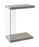 L&S Basics 10598 Accent Table - Dark Taupe With Tempered Glass