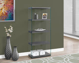 L&S Basics 10602 Bookcase - 60"H / Grey With Tempered Glass
