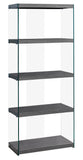 L&S Basics 10602 Bookcase - 60"H / Grey With Tempered Glass