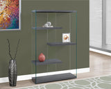 L&S Basics 10603 Bookcase - 60"H / Grey With Tempered Glass