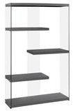 L&S Basics 10603 Bookcase - 60"H / Grey With Tempered Glass