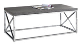 L&S Basics 10604 Coffee Table - Grey With Chrome Metal