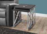 L&S Basics 10605 Nesting Table - 2Pcs Set / Grey With Chrome Metal