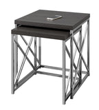L&S Basics 10605 Nesting Table - 2Pcs Set / Grey With Chrome Metal