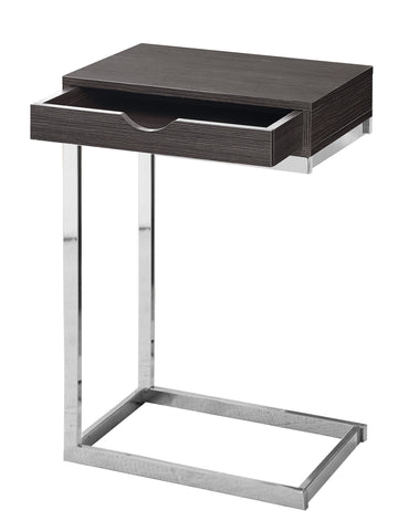 L&S Basics 10608 Accent Table - Chrome Metal / Grey With A Drawer