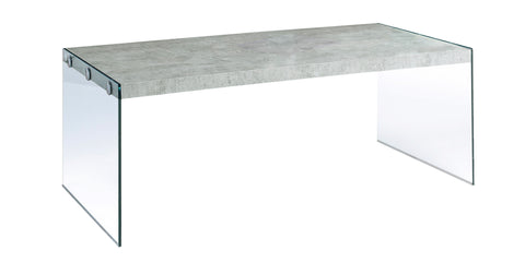 L&S Basics 10609 Coffee Table - Grey Cement With Tempered Glass