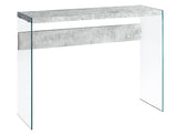 L&S Basics 10611 Console Table - Grey Cement With Tempered Glass